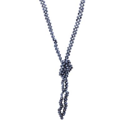 Blue multi beaded knot necklace